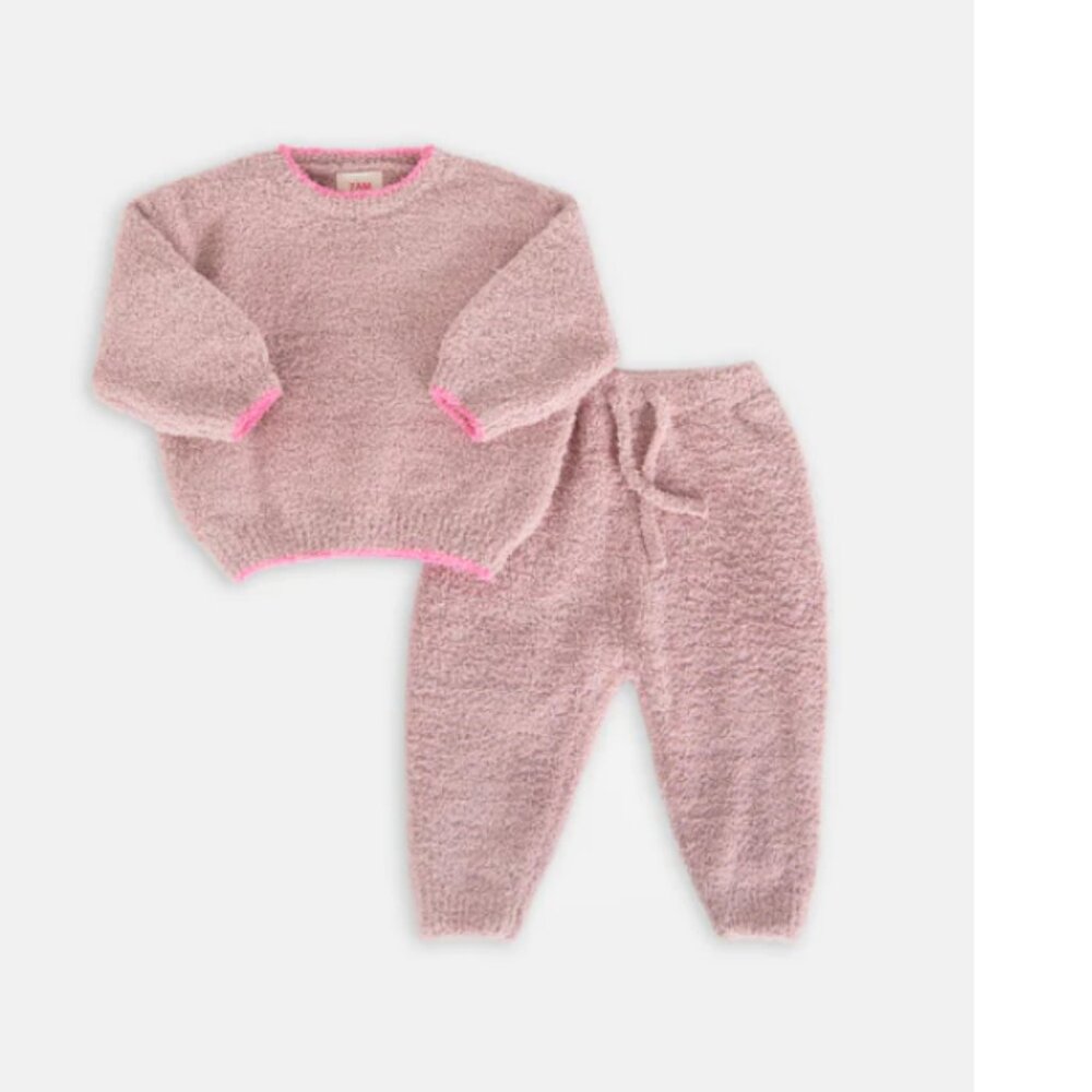 7am Enfant Fuzzy Boxy Lounge Set - 1-2Y (Ash Rose)